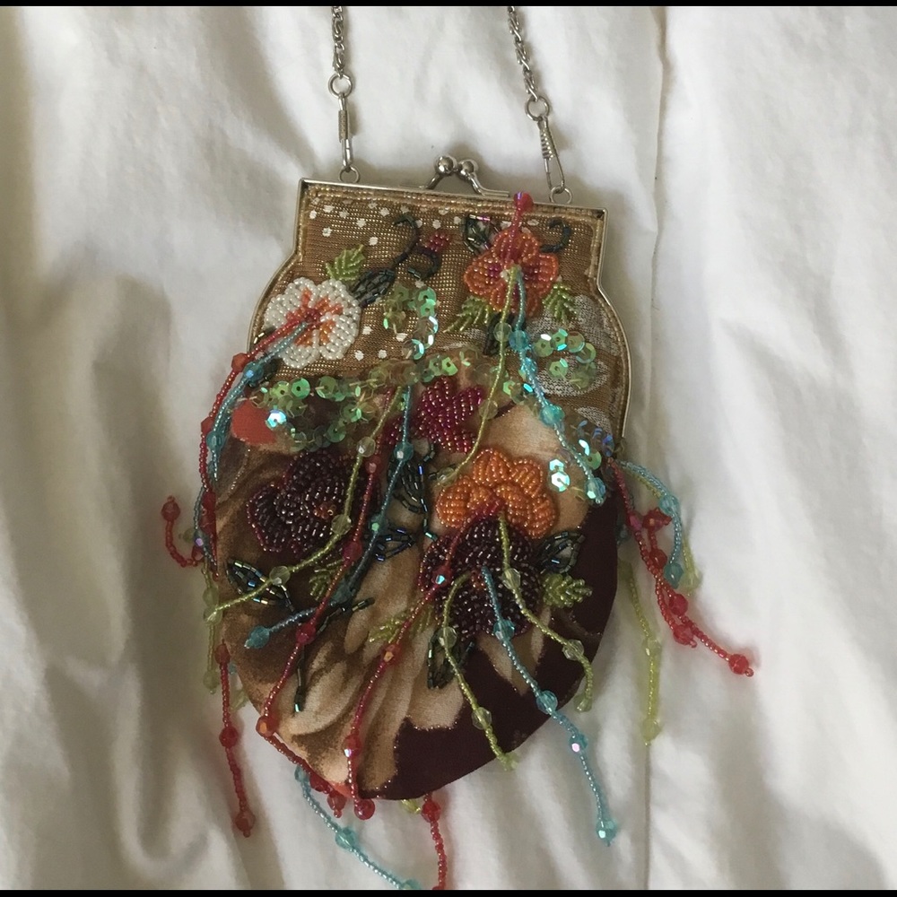 Beaded evening multicolore bag
